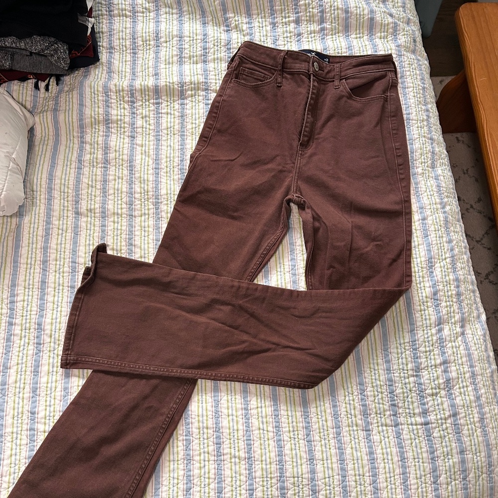 High rise boot cut brown hollister pant